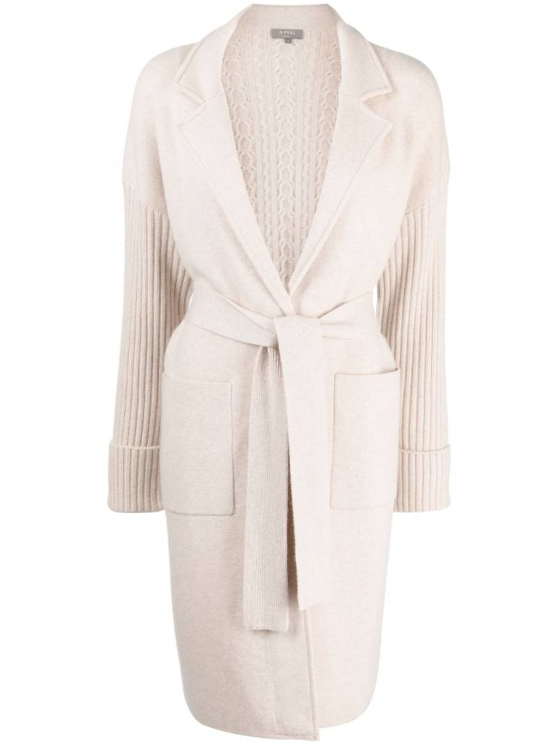 N.Peal cable-knit organic cashmere coat - Neutrals von N.Peal