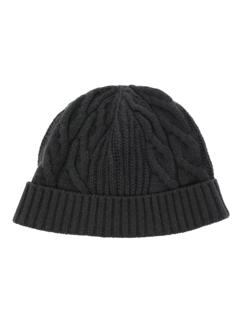 N.Peal cable ribbed beanie hat - Grey von N.Peal