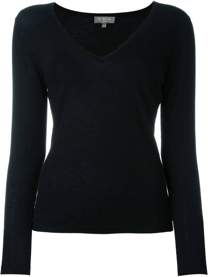 N.Peal cashmere superfine v-neck sweater - Black von N.Peal