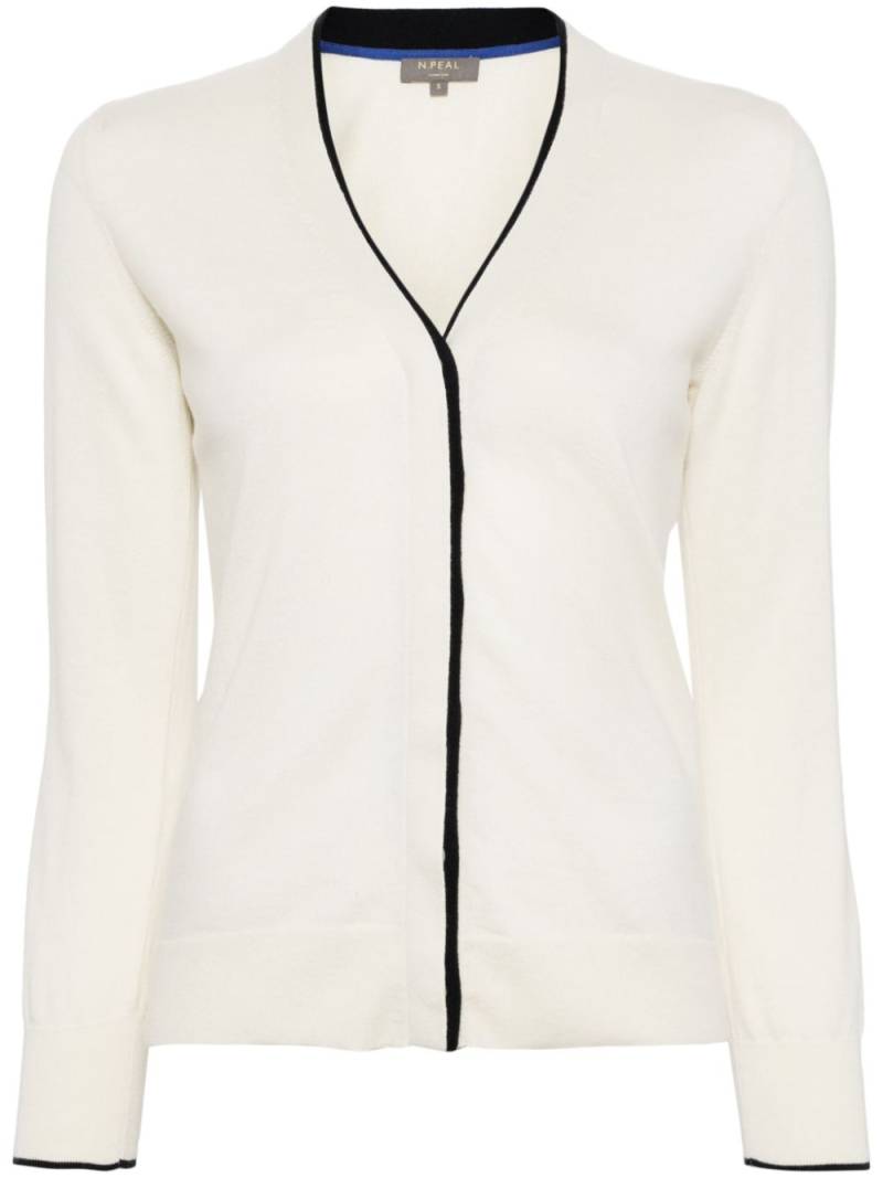 N.Peal contrast-trim V-neck cardigan - White von N.Peal