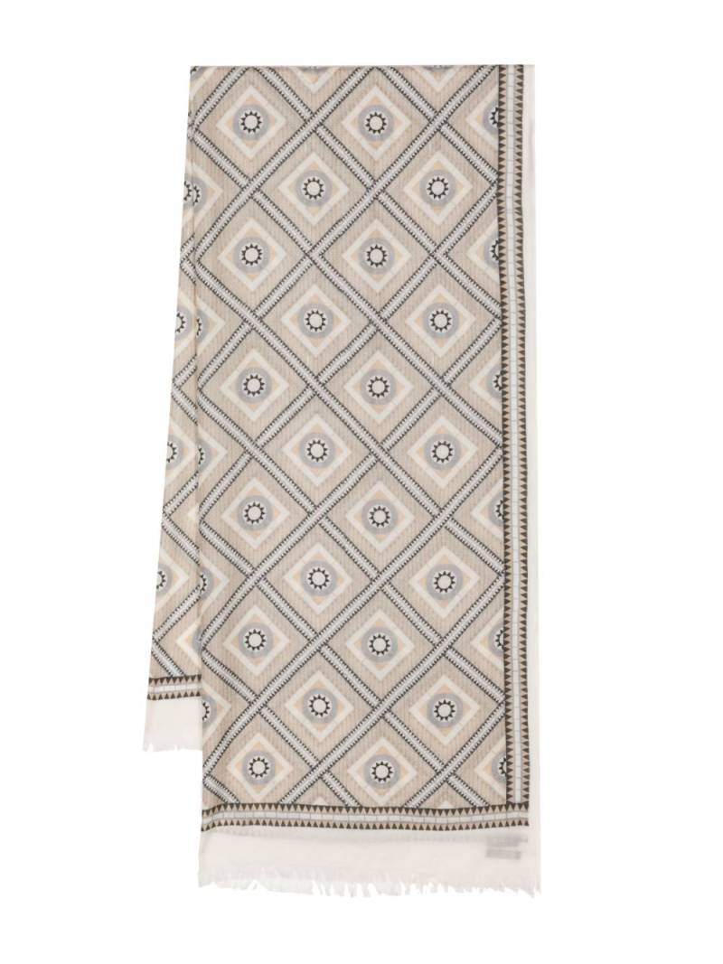 N.Peal patterned-intarsia cashmere scarf - Neutrals von N.Peal