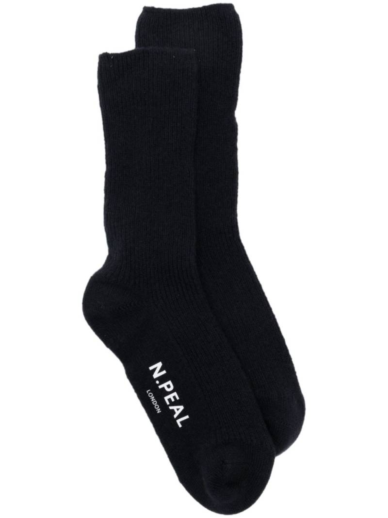 N.Peal rib-knit cashmere socks - Blue von N.Peal