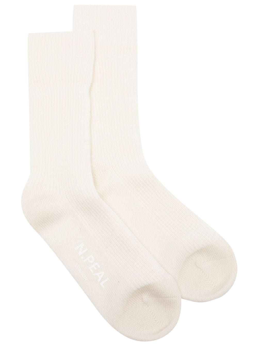 N.Peal rib-knit cashmere socks - White von N.Peal