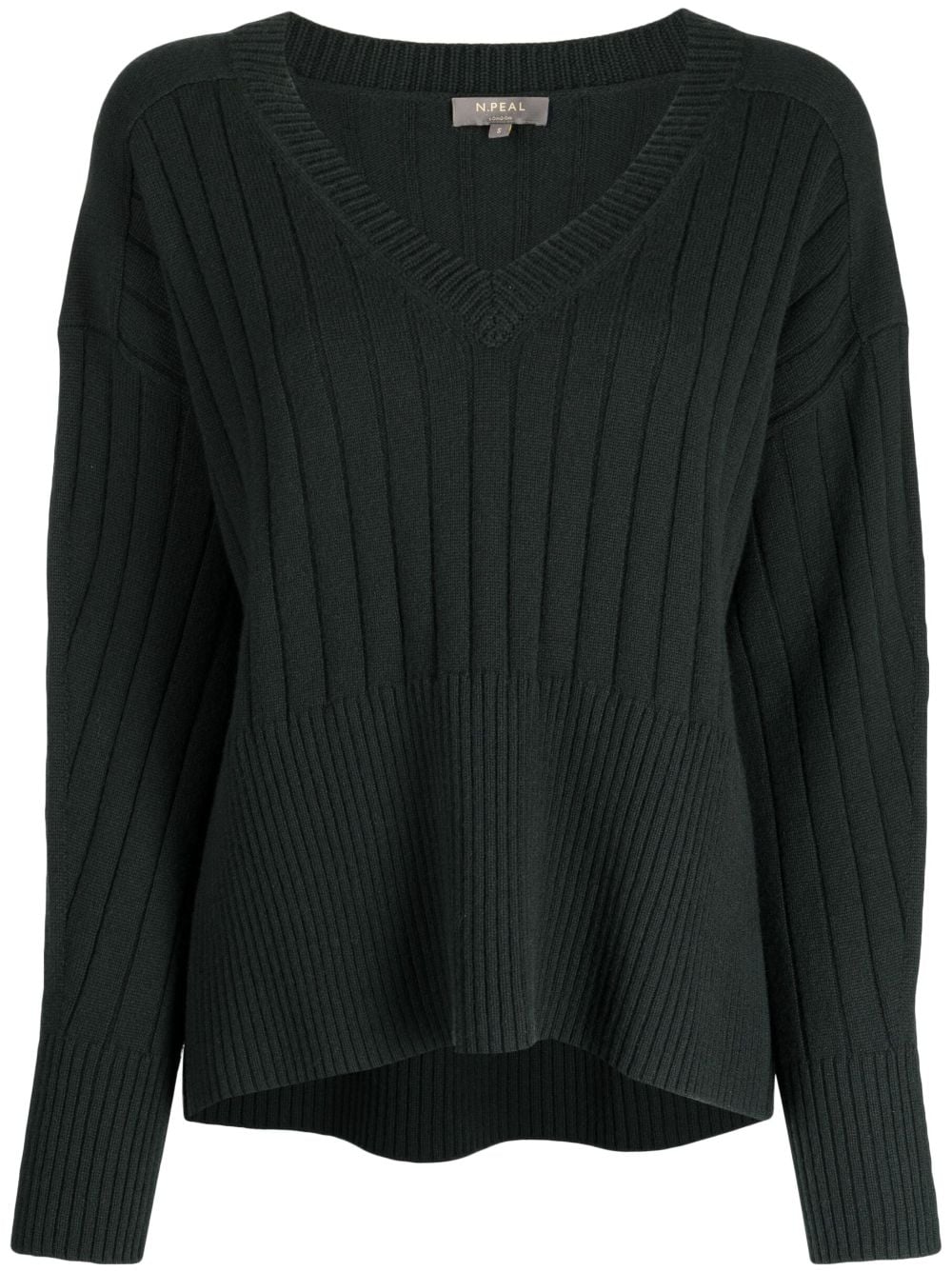 N.Peal ribbed-knit V-neck cashmere jumper - Green von N.Peal