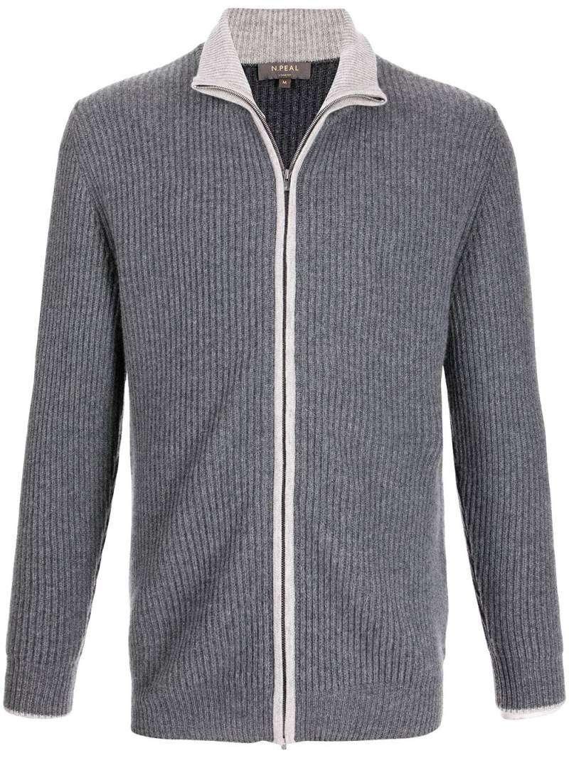 N.Peal ribbed zip-up cashmere cardigan - Grey von N.Peal