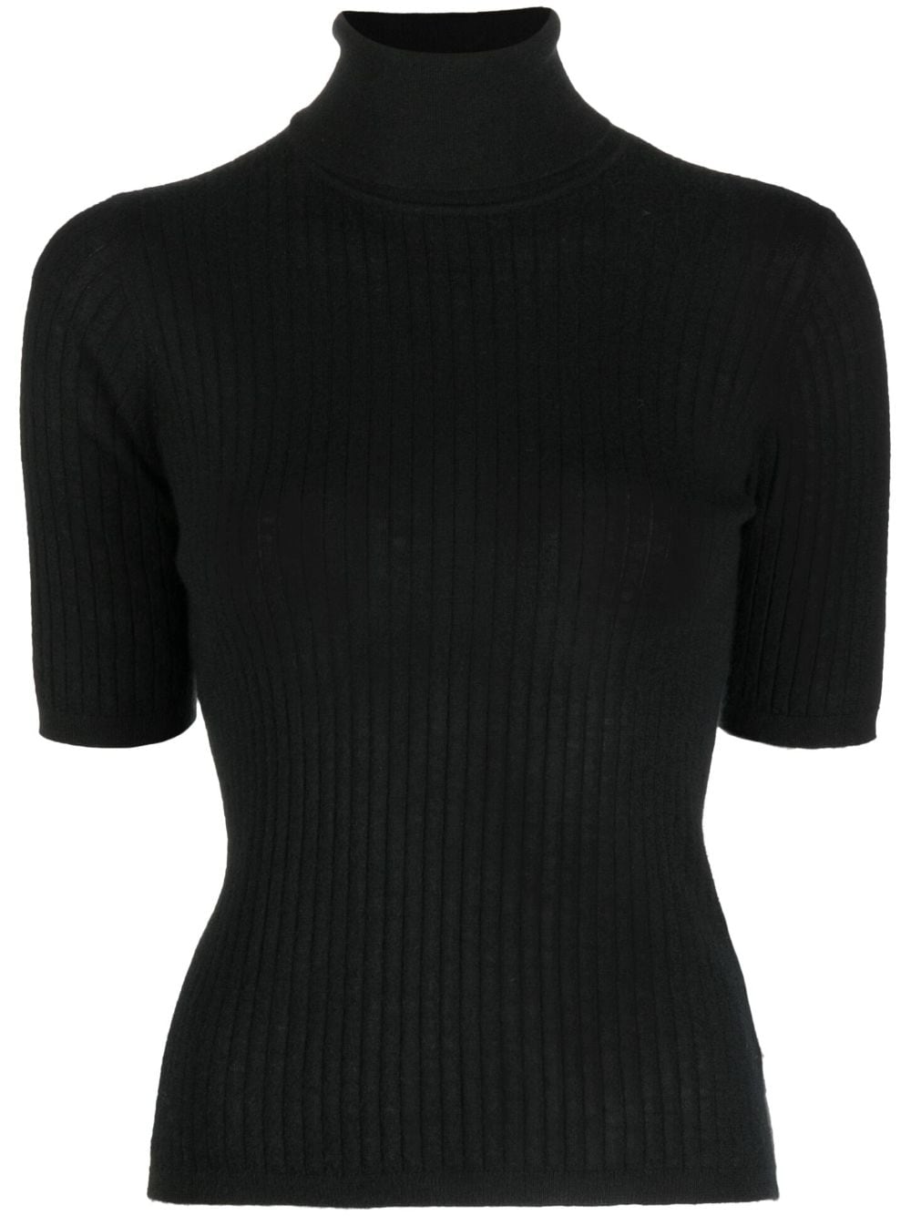 N.Peal roll-neck cashmere ribbed top - Black von N.Peal