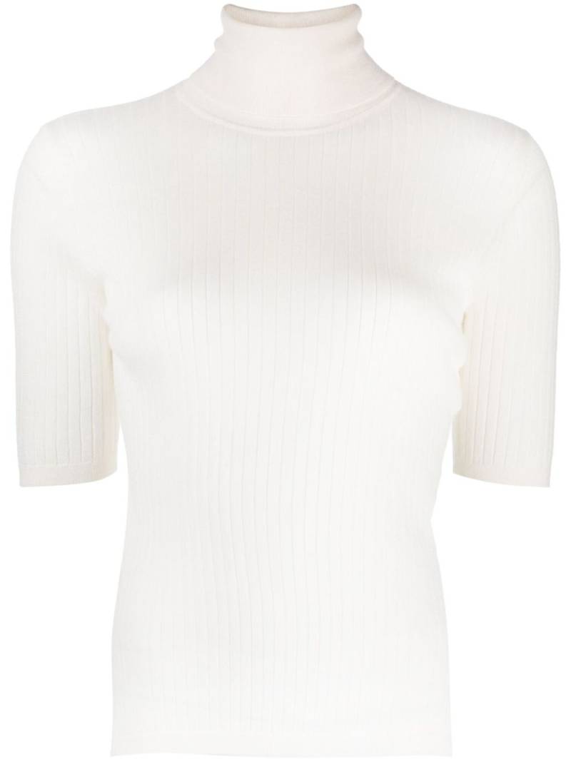 N.Peal roll-neck cashmere ribbed top - White von N.Peal