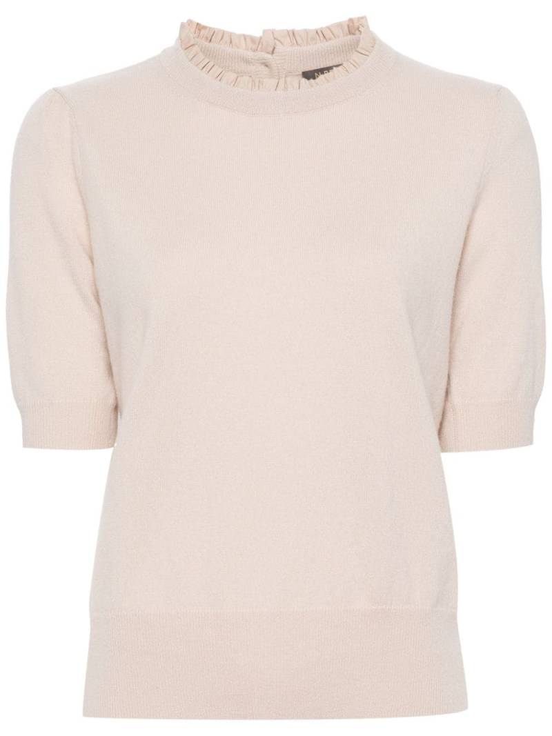 N.Peal ruffle trim cashmere T-Shirt - Pink von N.Peal