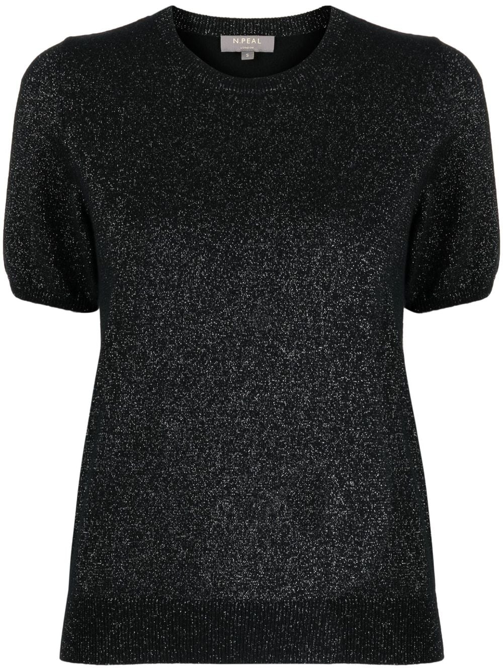 N.Peal sparkle-knit short-sleeve top - Black von N.Peal