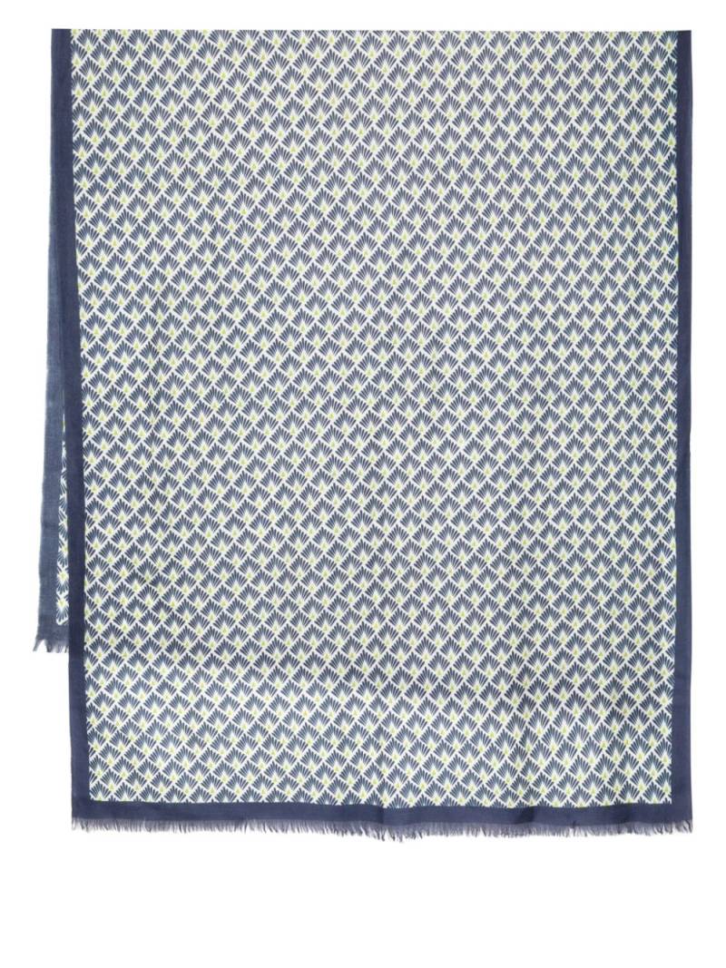 N.Peal tile-print cashmere scarf - Blue von N.Peal