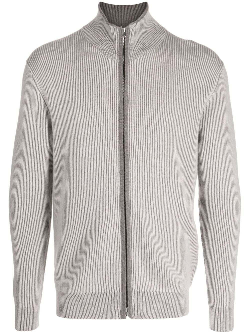 N.Peal two-tone ribbed-knit cashmere cardigan - Grey von N.Peal