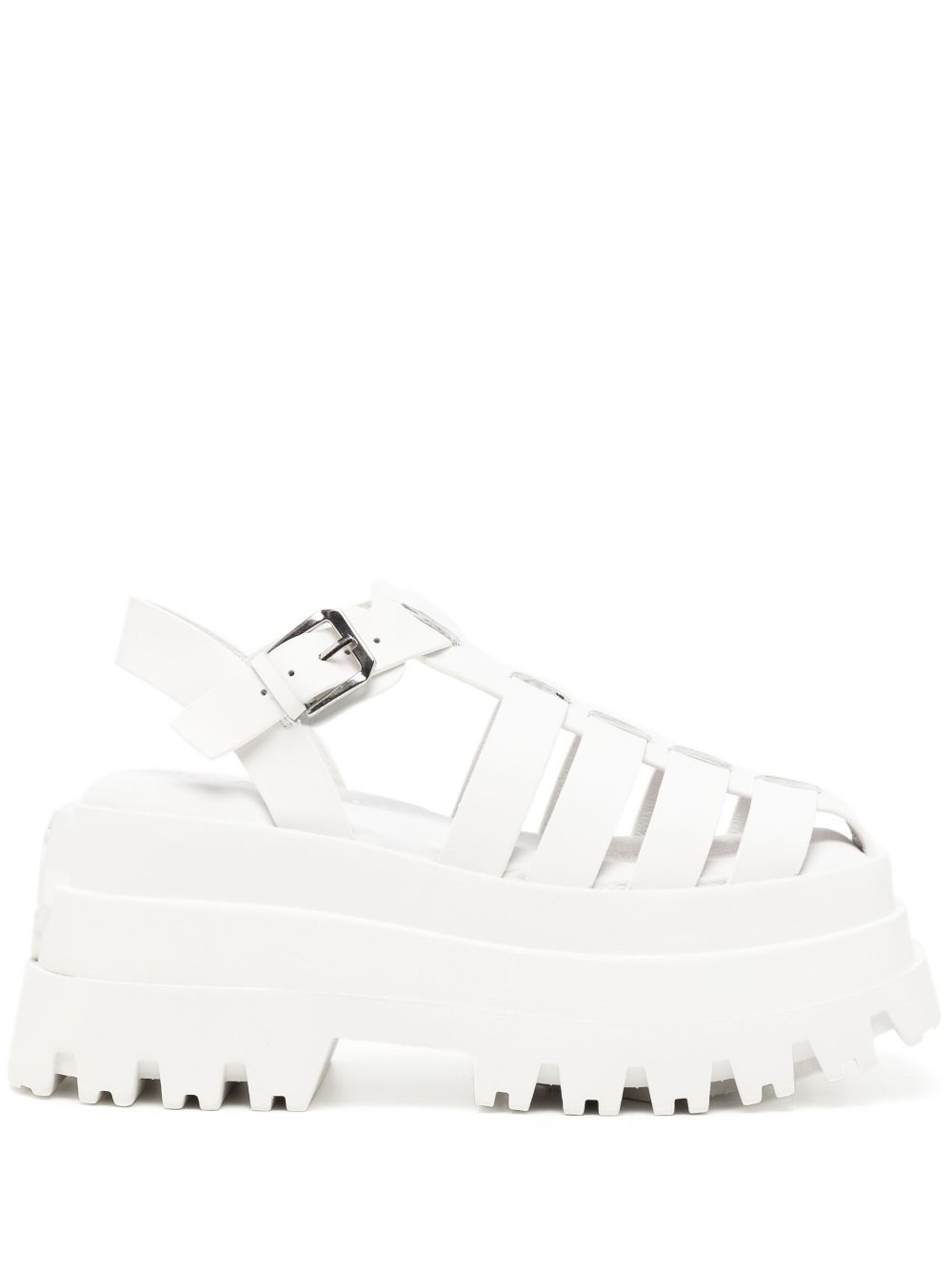 NAKED WOLFE Devil 90mm caged platform sandals - White von NAKED WOLFE