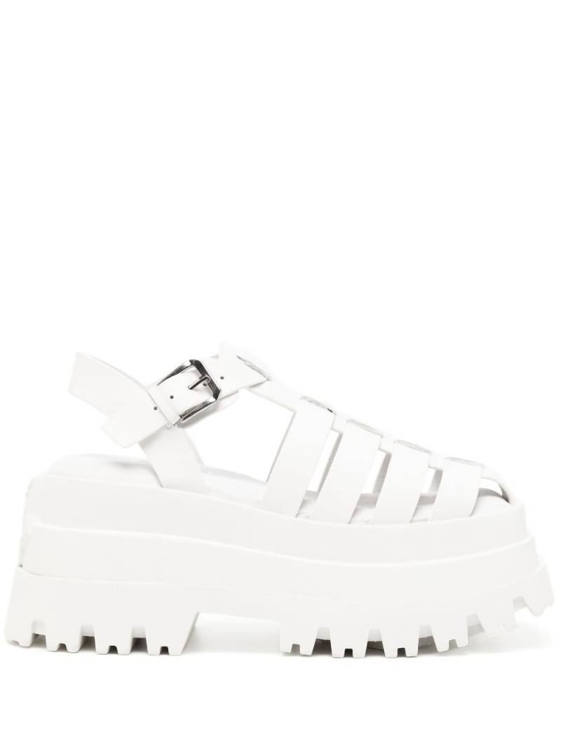 NAKED WOLFE Devil 90mm caged platform sandals - White von NAKED WOLFE