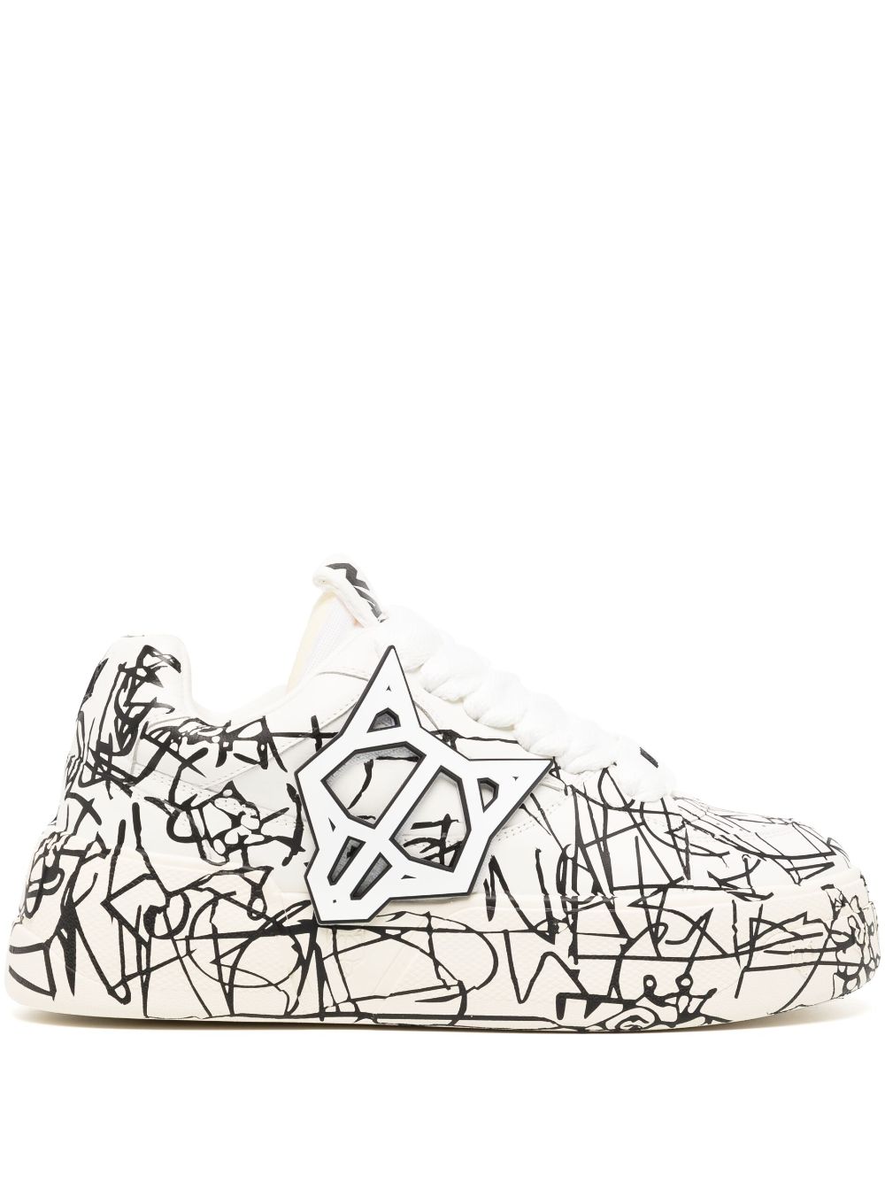 NAKED WOLFE Kosa Scribble graffiti-print sneakers - White von NAKED WOLFE