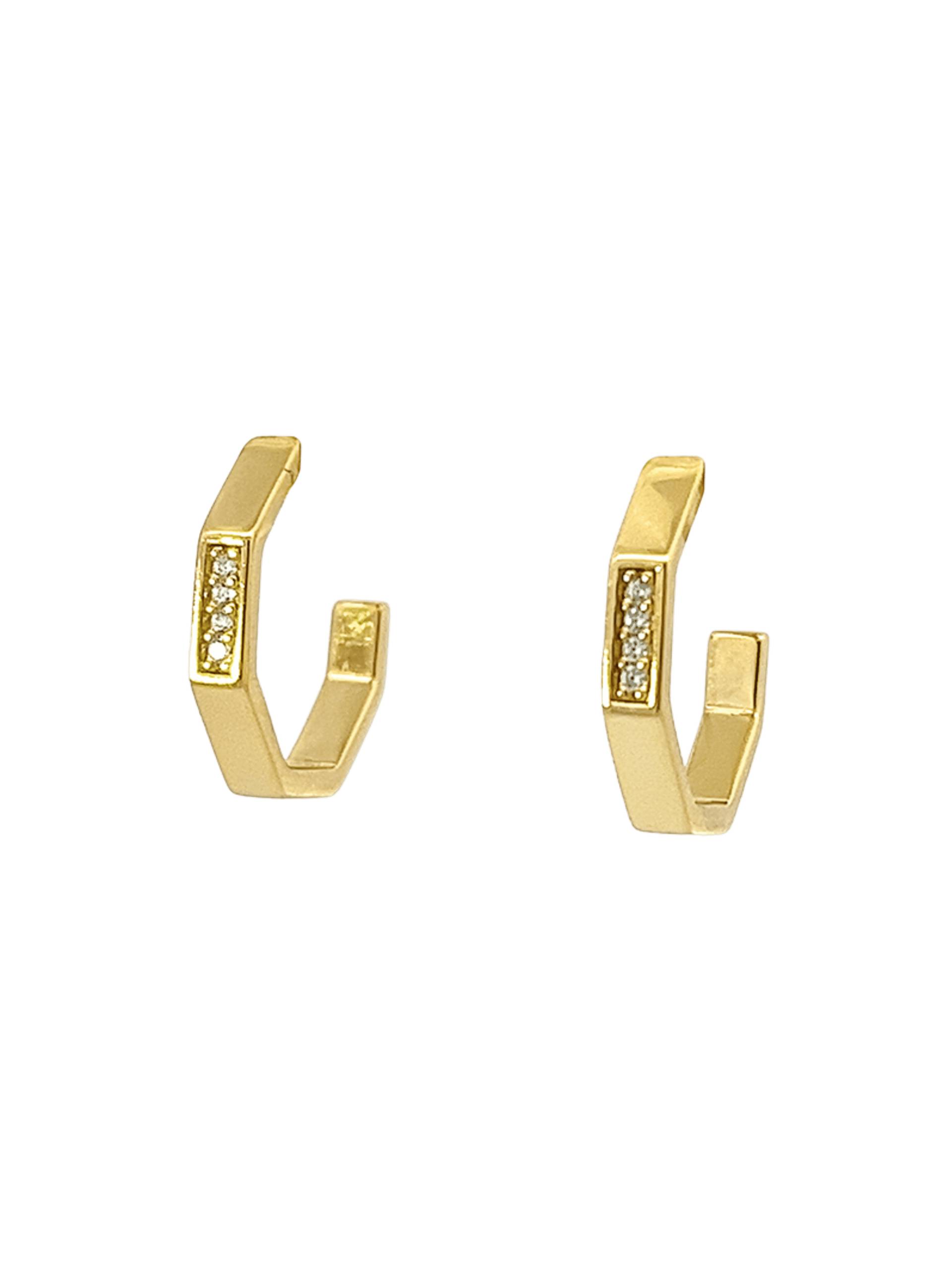 Geometry Half Hoop Earrings Damen Gold ONE SIZE von NATKINA