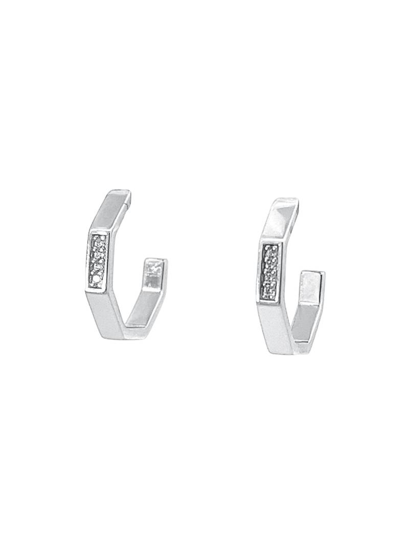 Geometry Half Hoop Earrings Damen Silber ONE SIZE von NATKINA