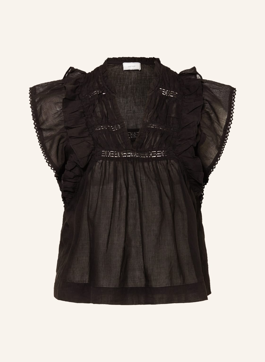 Neo Noir Blusentop Jayla Mit Spitze Und Rüschen schwarz Neo Noir Blusentop Jayla Mit Spitze Und Rüschen schwarz von NEO NOIR
