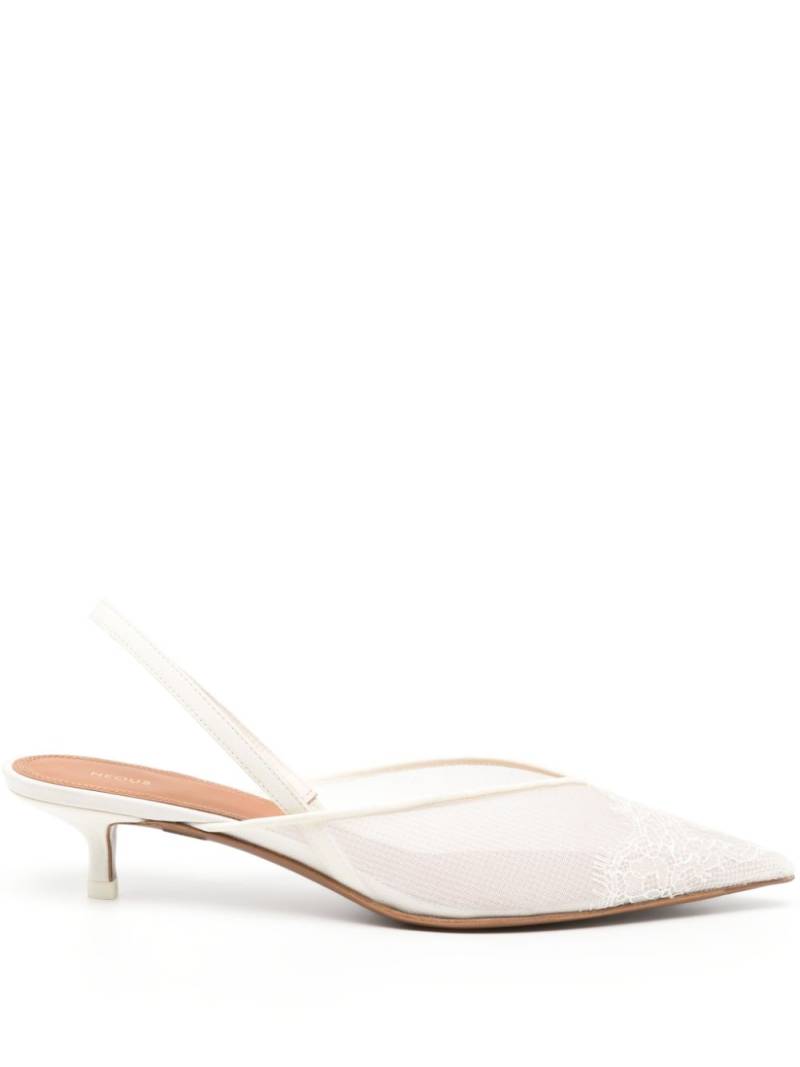 NEOUS 45mm lace-detailing slingback pumps - White von NEOUS