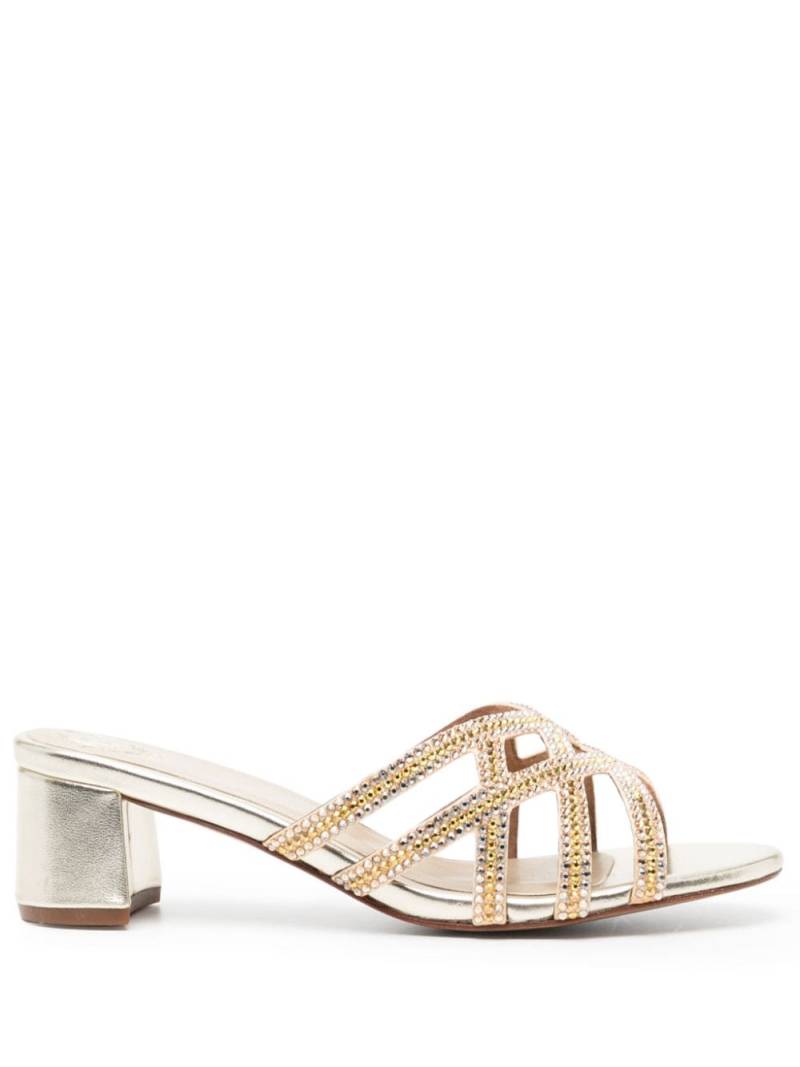 NICOLI Amos 50mm crystal-embellished mules - Gold von NICOLI