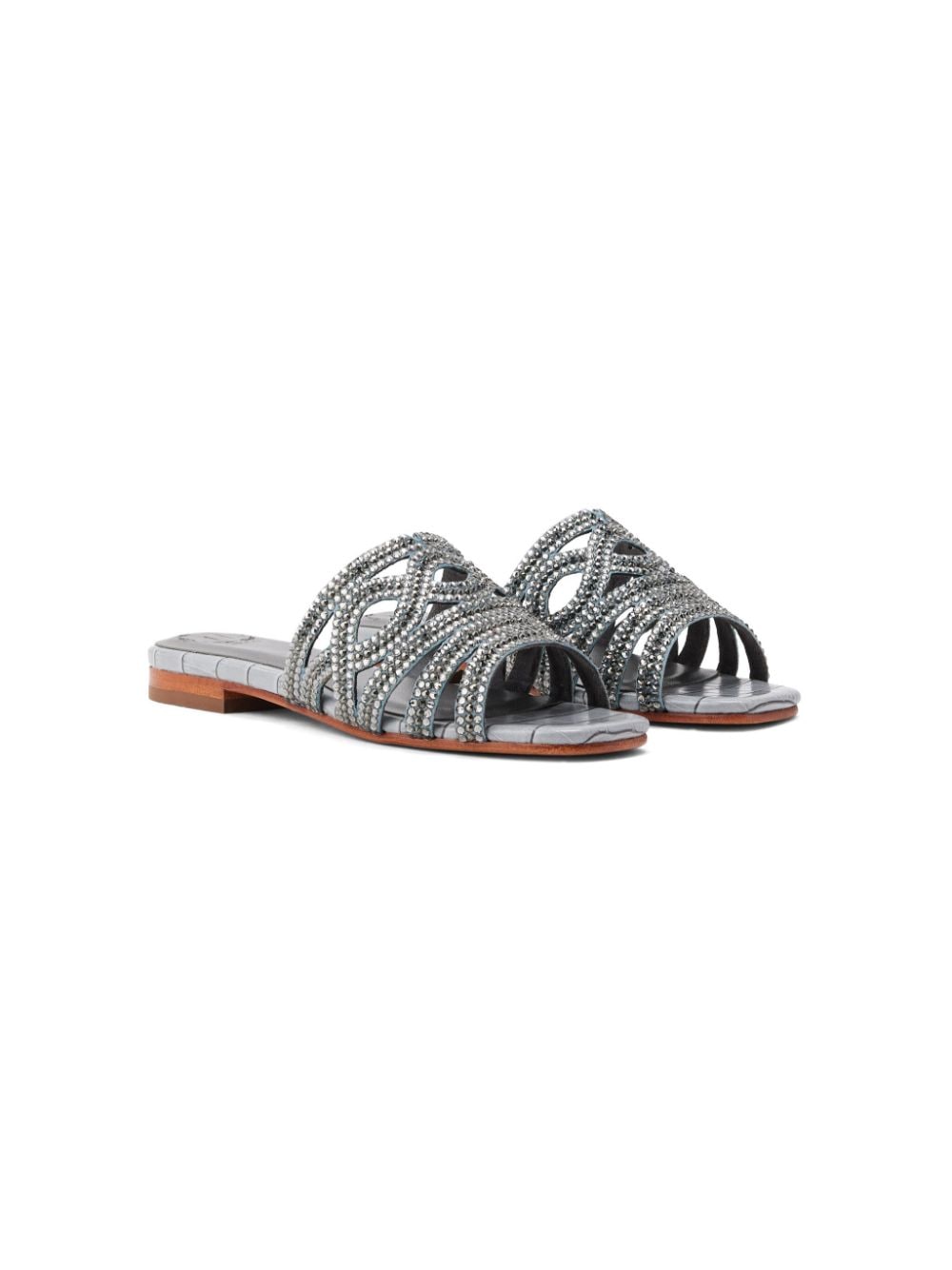 NICOLI Mirelile embellished flat sandals - Grey von NICOLI