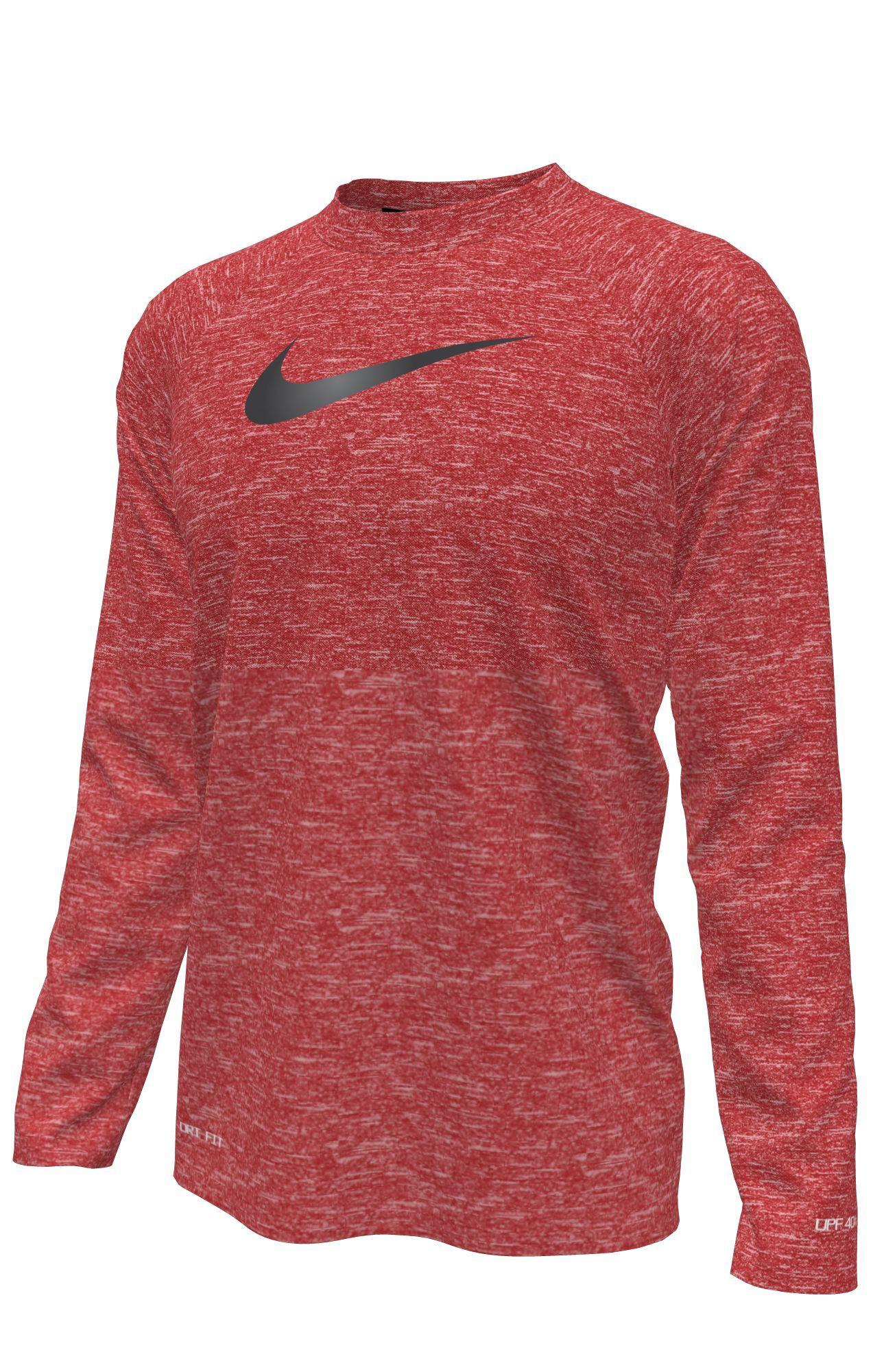 Nike Heather Long Sleeve Hydroguard Unisex Rot 116/122 von NIKE