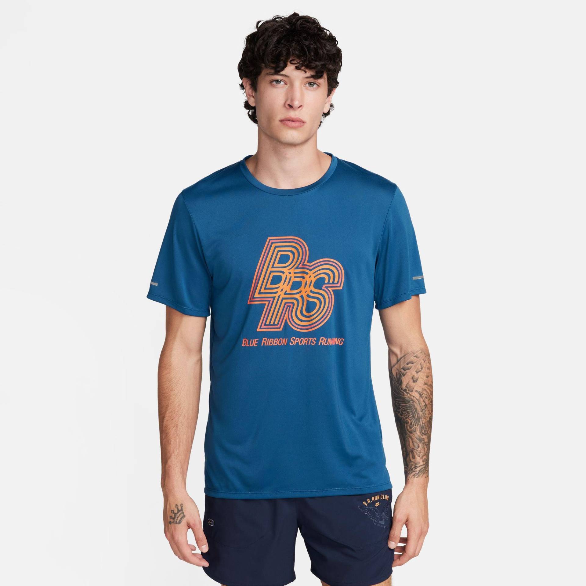 T-shirt, Rundhals, Kurzarm Herren Blau L von NIKE