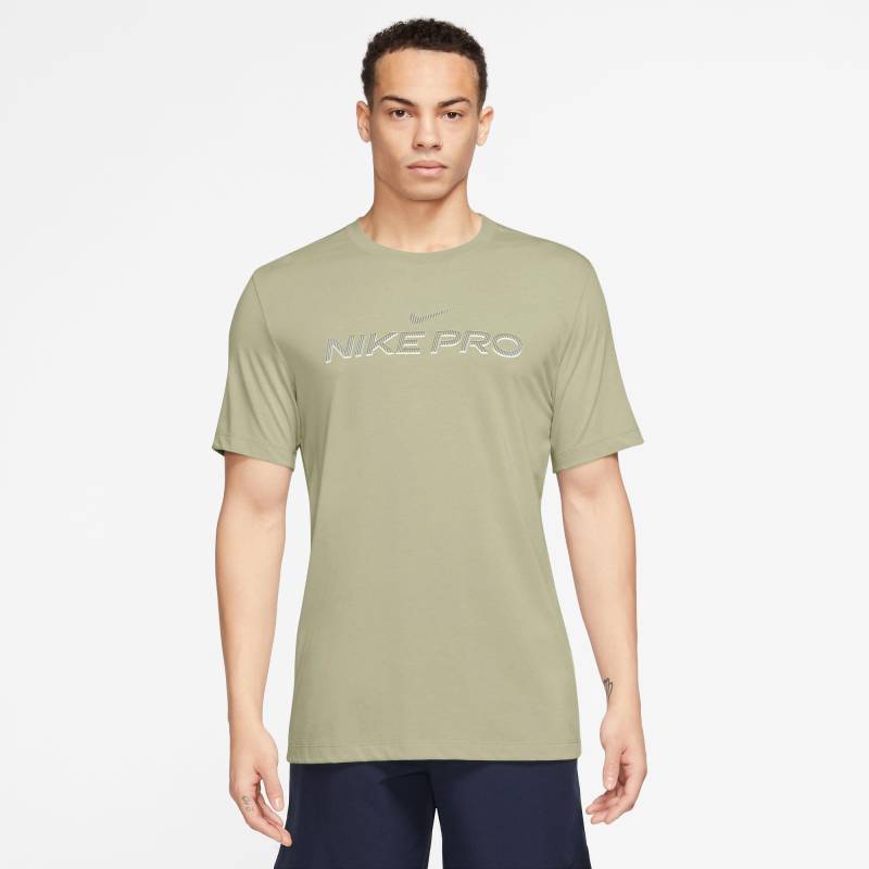 T-shirt, Rundhals, Kurzarm Herren Olivegrün L von NIKE