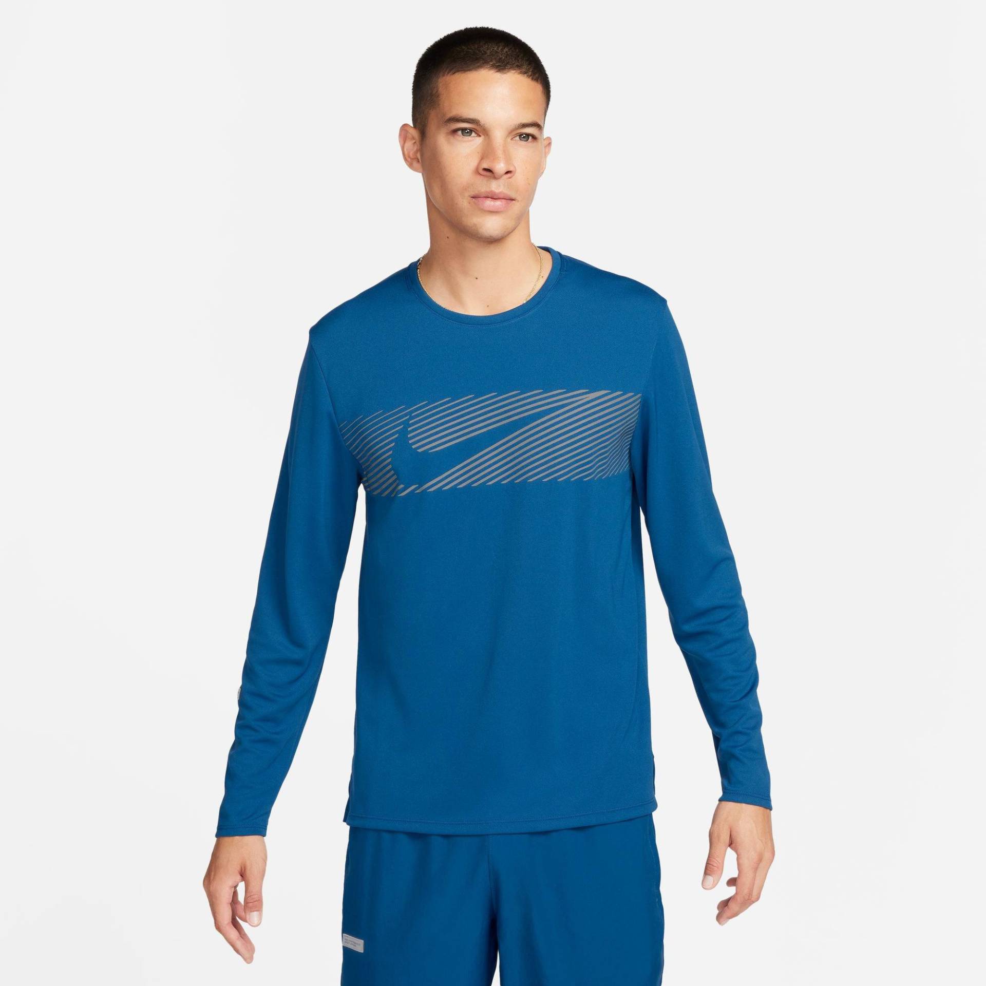 T-shirt, Rundhals, Langarm Herren Blau M von NIKE