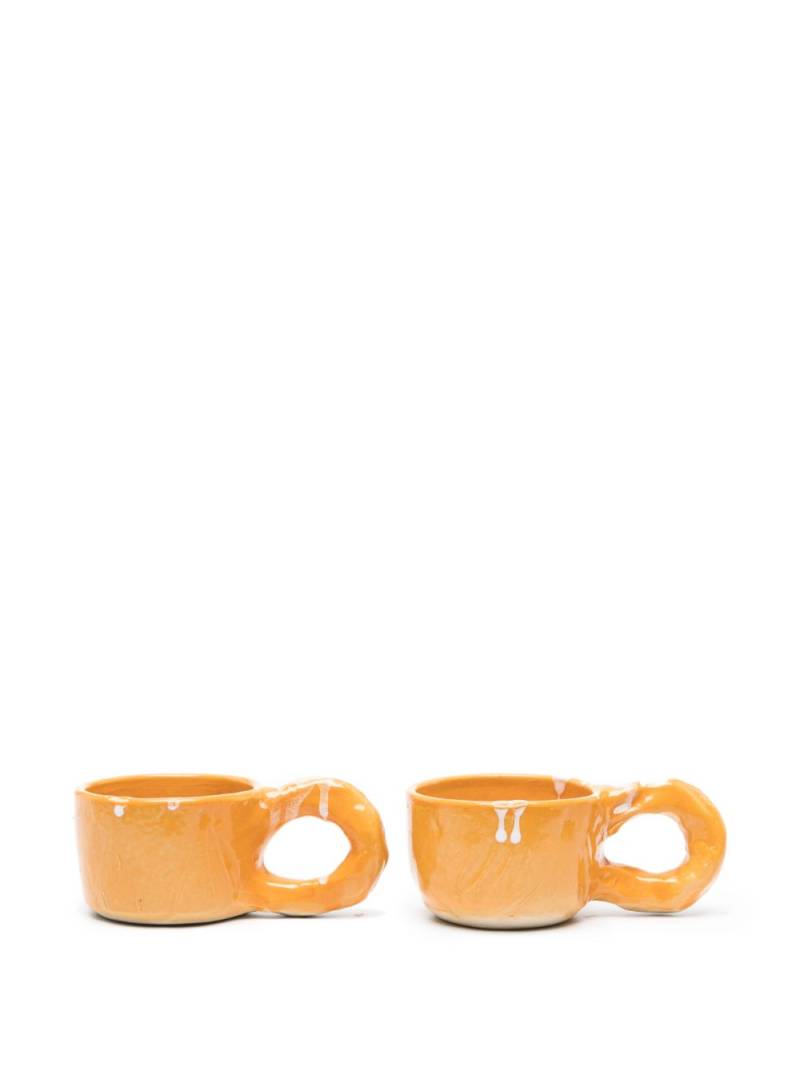 NIKO JUNE Studio embossed-details ceramic cups (set of two) - Orange von NIKO JUNE