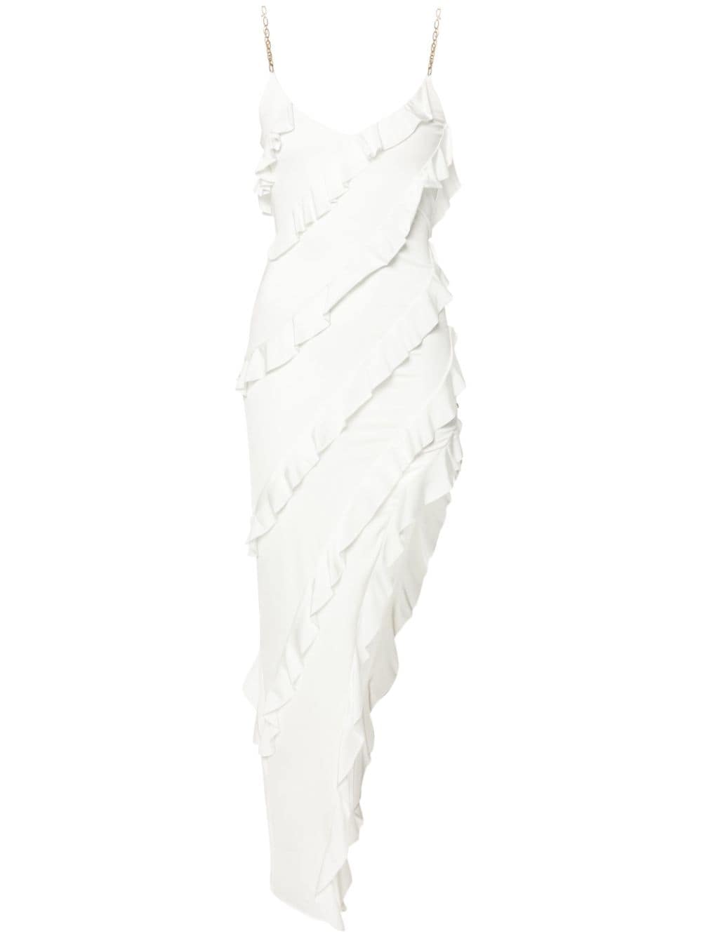 NISSA asymmetric-design ruffled dress - White von NISSA