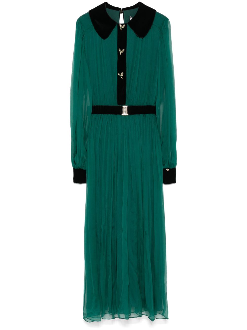 NISSA belted silk midi dress - Green von NISSA