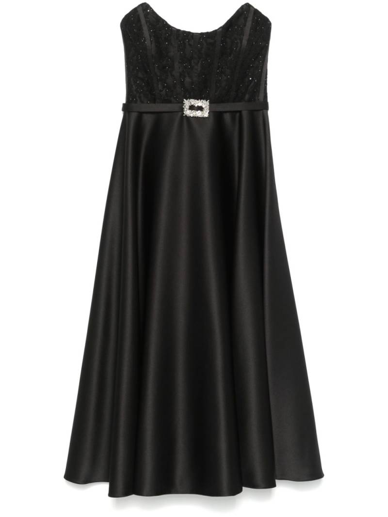 NISSA corset-style taffeta midi dress - Black von NISSA