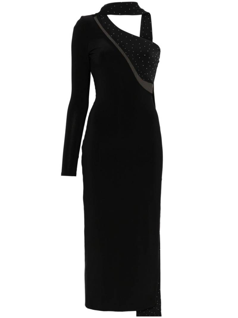 NISSA crystal-embellished asymmetric maxi dress - Black von NISSA