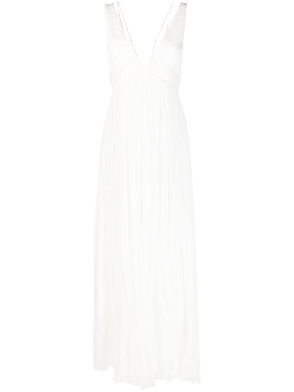 NISSA embellished V-neck silk dress - White von NISSA