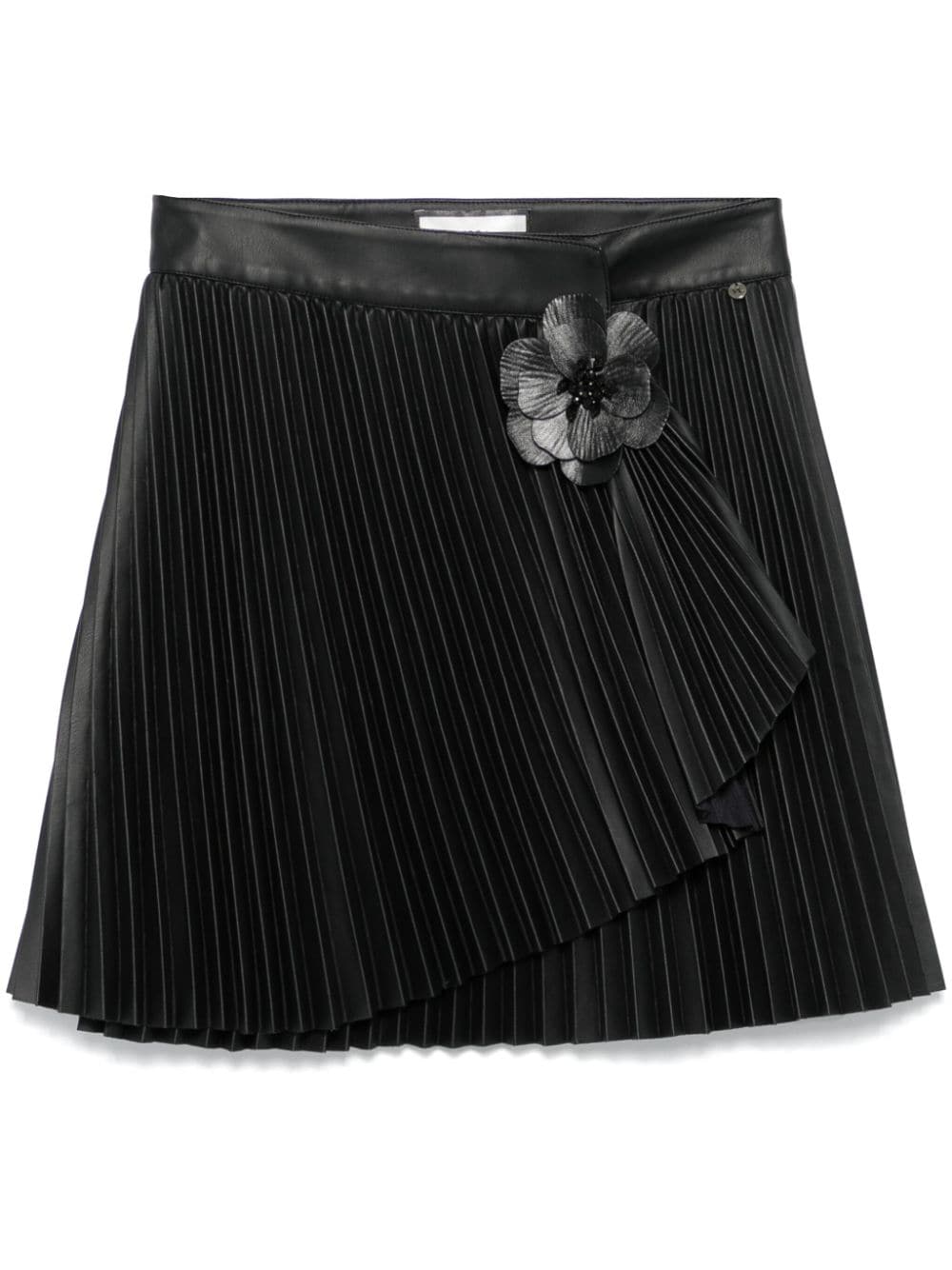 NISSA faux-leather pleated mini skirt - Black von NISSA