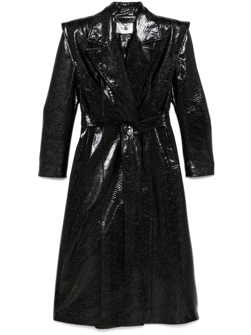 NISSA faux-leather trench coat - Black von NISSA