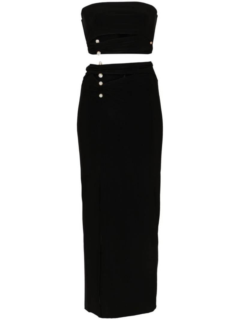 NISSA faux pearl-embellished skirt set - Black von NISSA