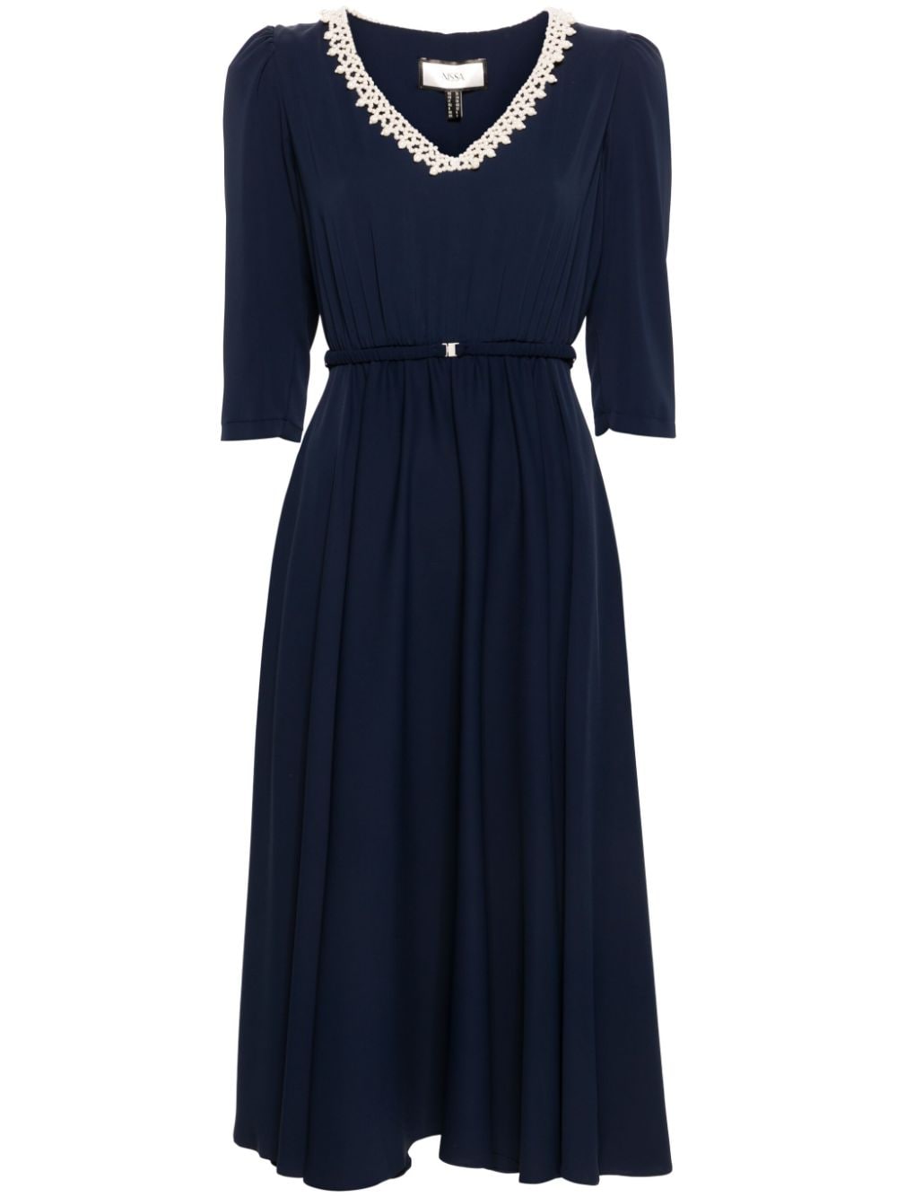 NISSA faux-pearl midi dress - Blue von NISSA