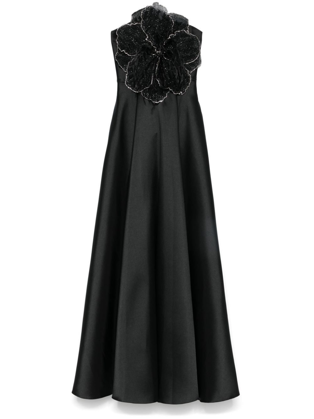 NISSA floral-appliqué maxi dress - Black von NISSA