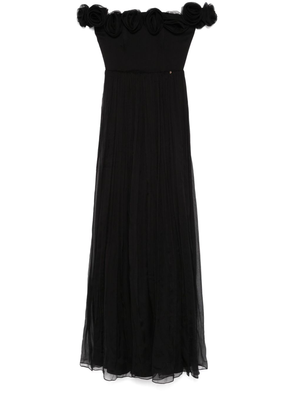 NISSA floral-appliqué silk maxi dress - Black von NISSA