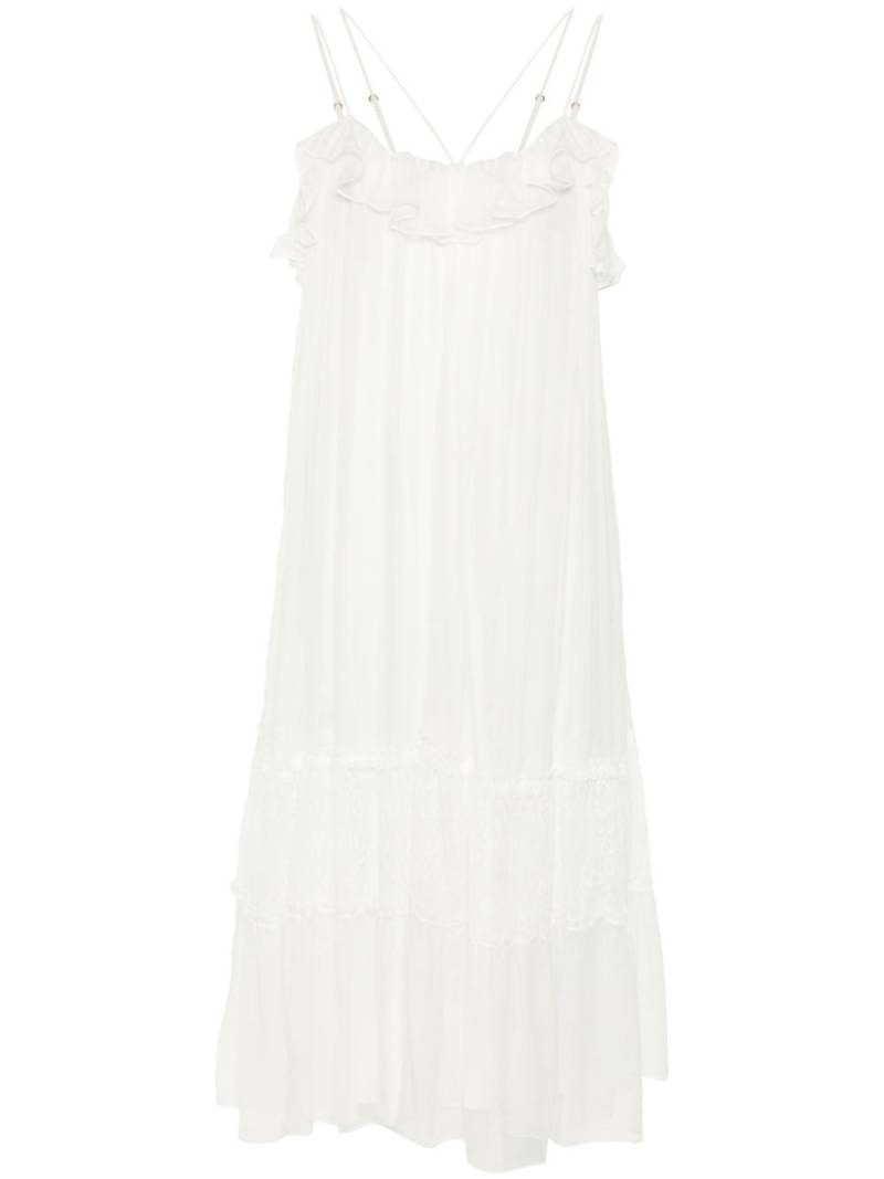 NISSA floral-lace-detail silk dress - White von NISSA