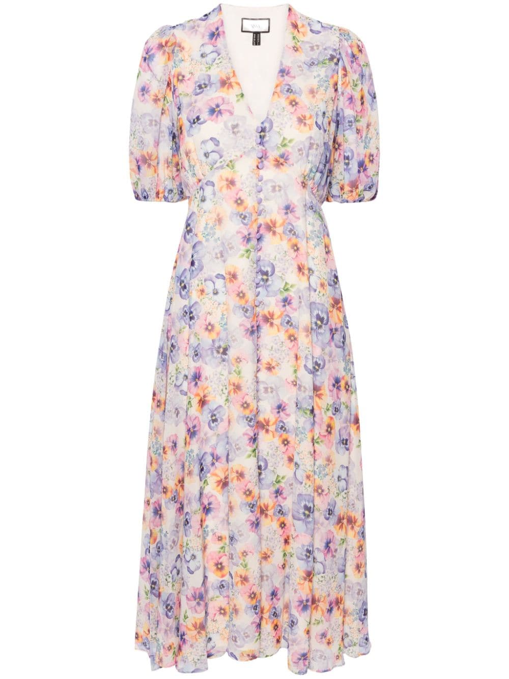 NISSA floral-print flared midi dress - Neutrals von NISSA