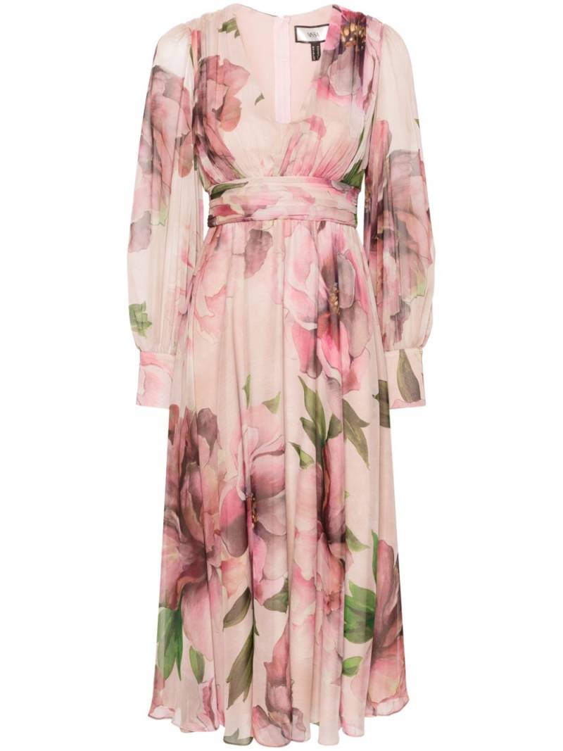 NISSA floral-print flared midi dress - Pink von NISSA