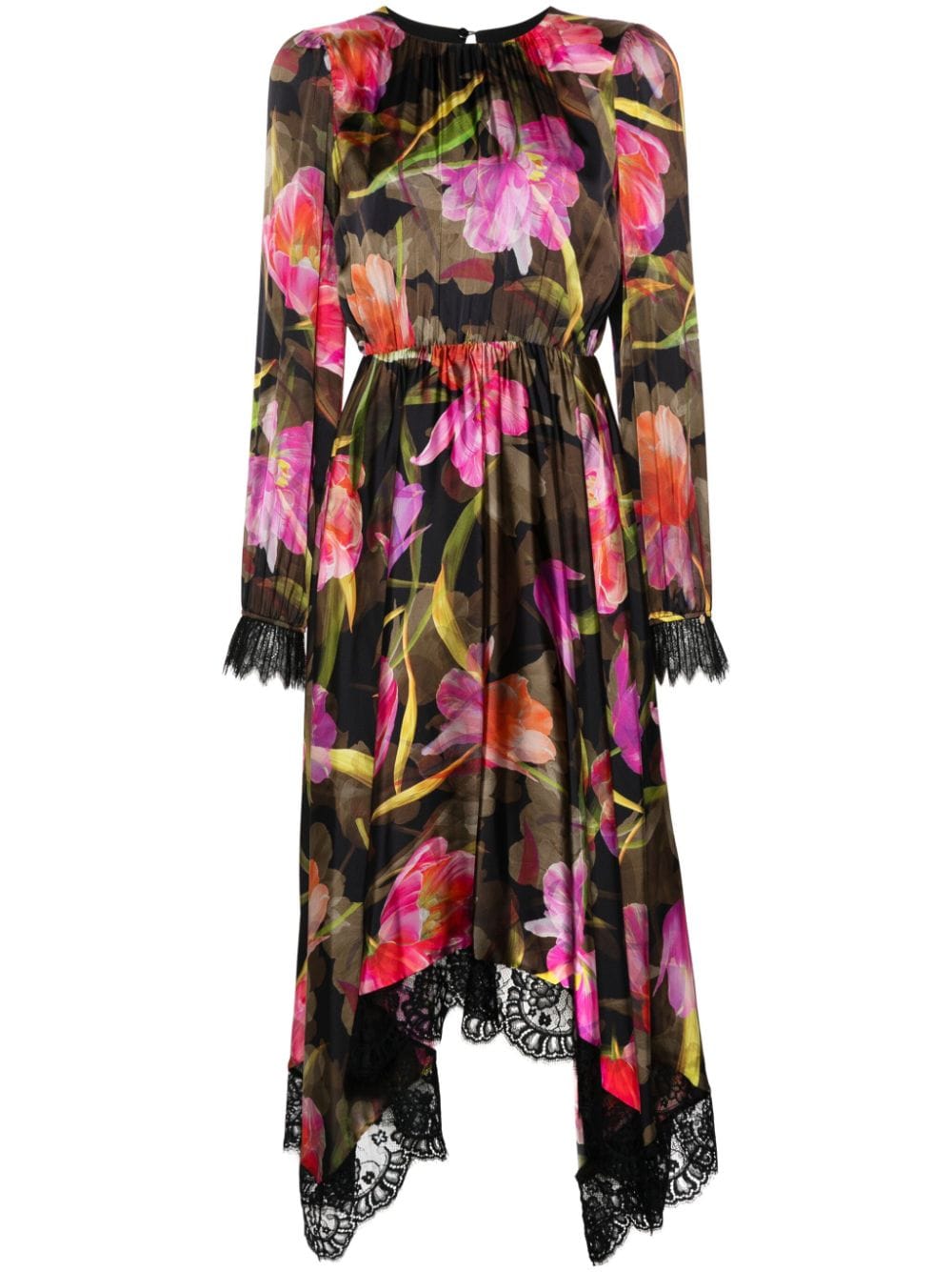 NISSA floral-print midi dress - Black von NISSA