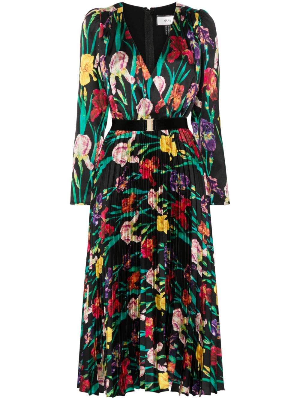 NISSA floral-print midi dress - Black von NISSA