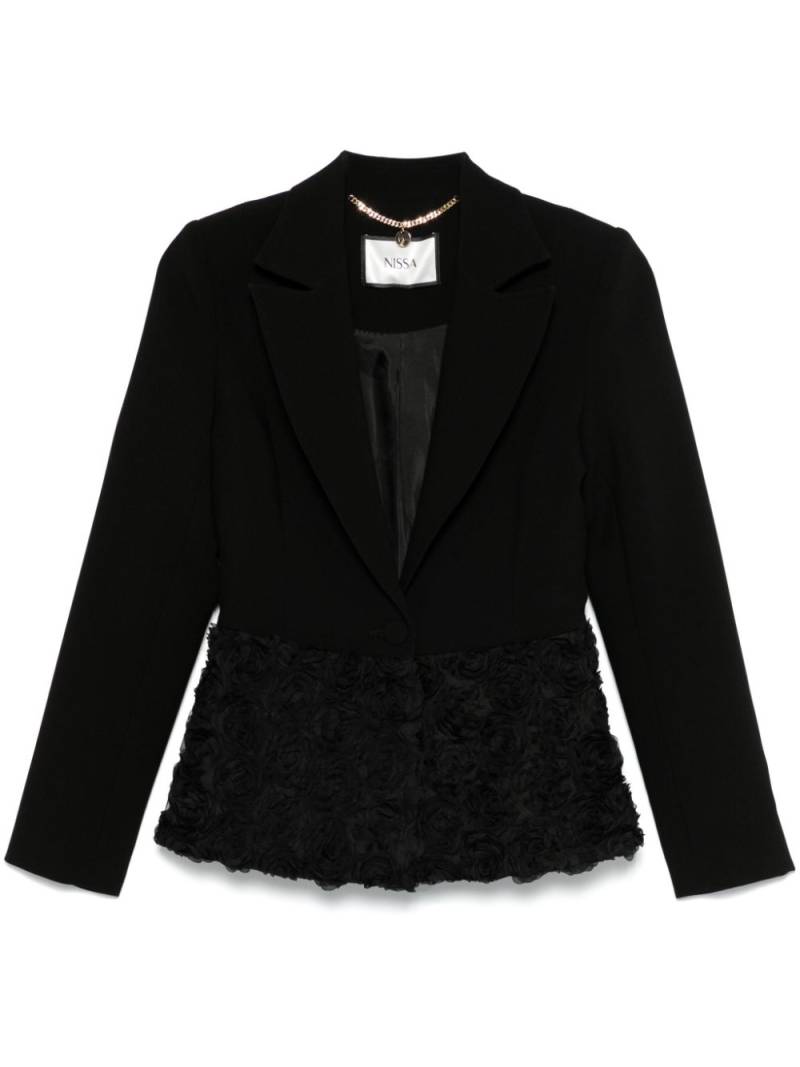 NISSA flower-appliqué blazer - Black von NISSA