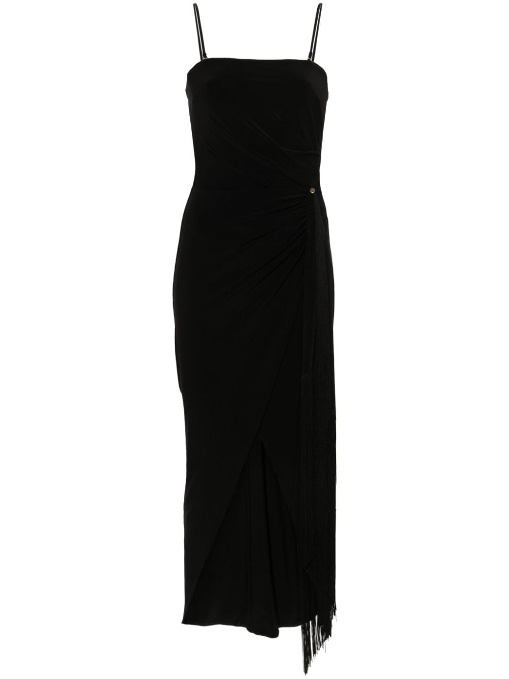 NISSA fringed-sash midi dress - Black von NISSA