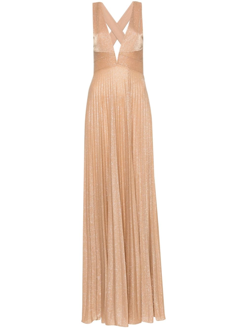 NISSA glittery plissé-effect gown - Gold von NISSA