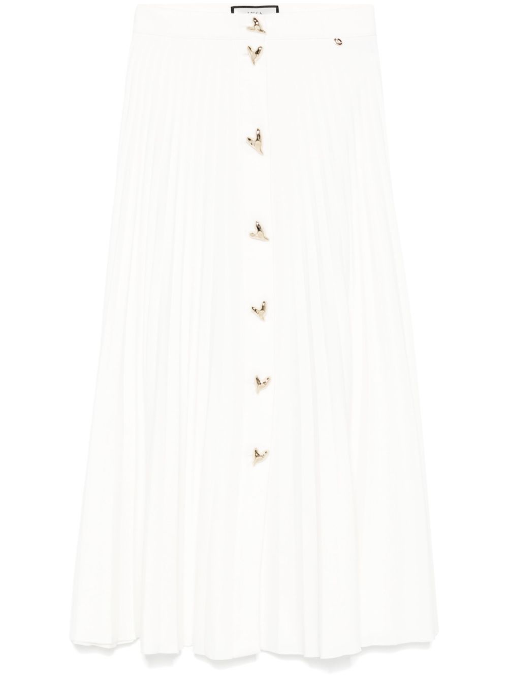 NISSA heart-button pleated midi skirt - White von NISSA