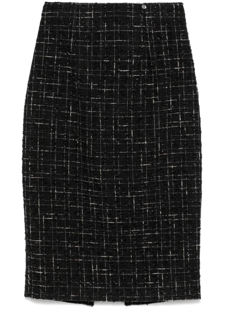 NISSA high-waisted bouclé midi skirt - Black von NISSA